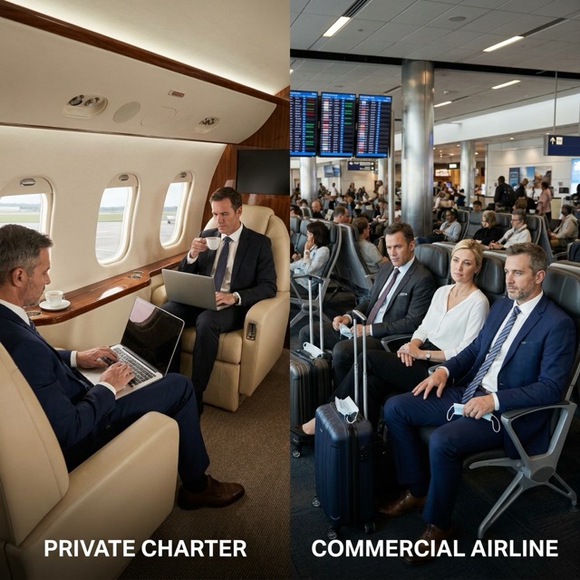 business aviation New Jersey - charter vs commercial for executive teams